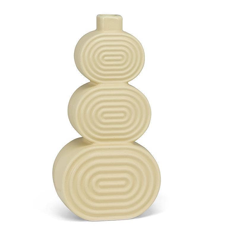 Ridged Triple Oval Ceramic Vase