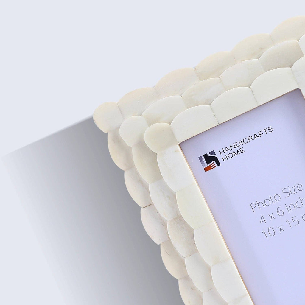 Scalloped Bone Inlay Frame, Ivory, 4x6