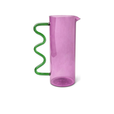 Purple & Green Squiggle Glass Pitcher