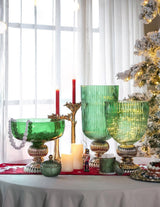 D9.3x20" Flower Vase - Green/Gold