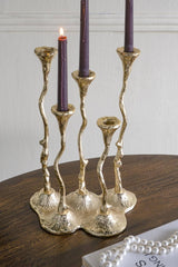 10x6.7x14" 5-Light Cast Aluminum Taper Candle Holder