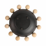 Decorative Bowl - Black Wood/Metal Round Large Knobs, 13 in.