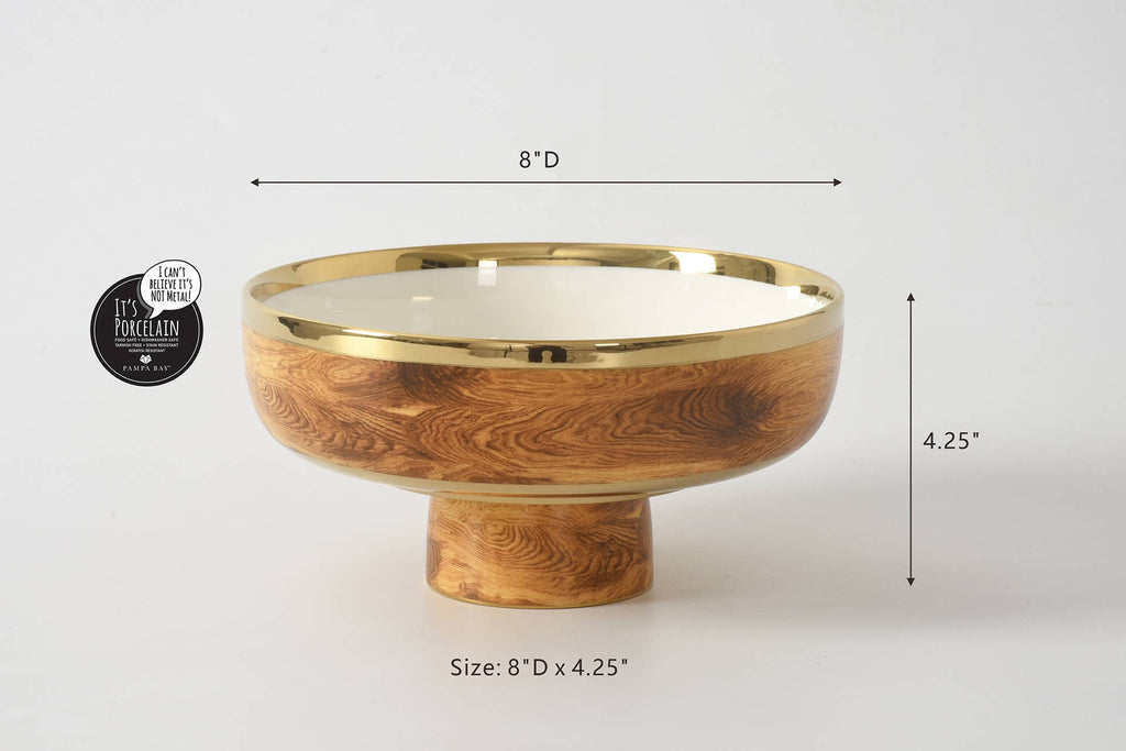Madera Wood and Gold Medium Footed Bowl