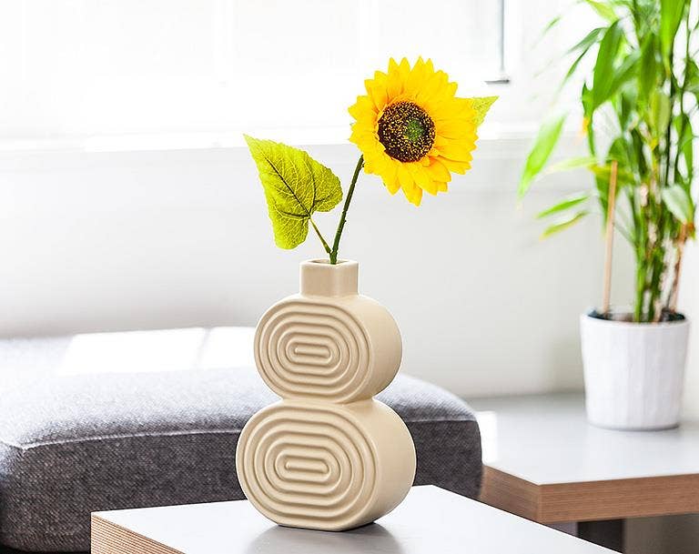 Ridged Double Oval Ceramic Vase