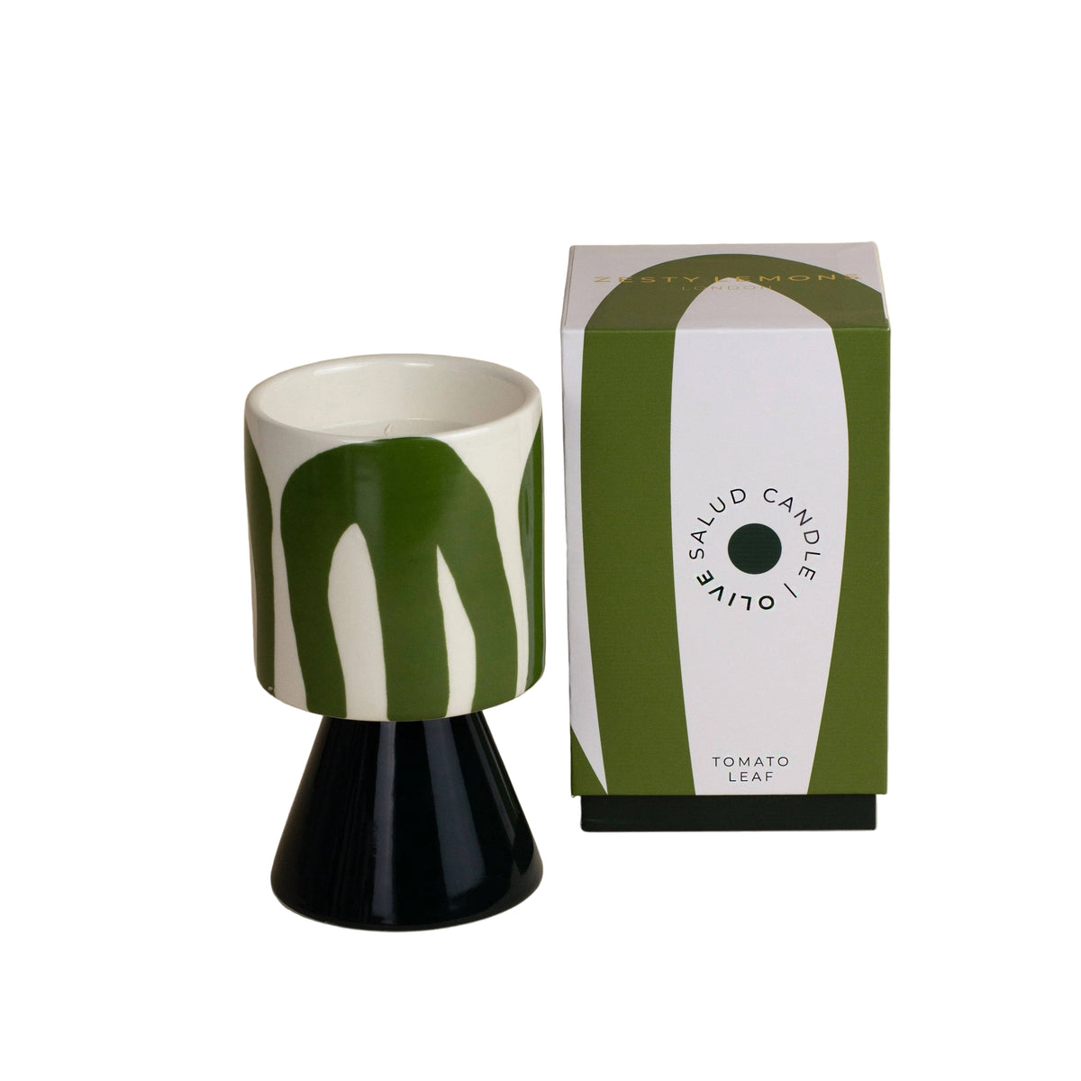Kiln Drip Glaze Candle, Olive - Activated Charcoal