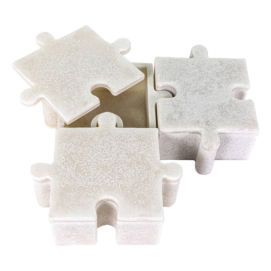 Bianco White Marble Puzzle Boxes, Set of 3