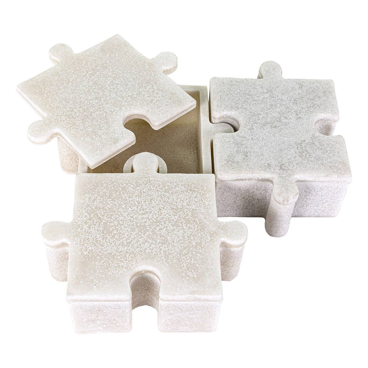 Bianco White Marble Puzzle Boxes, Set of 3