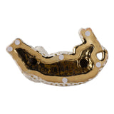 Figurine White/Gold Ceramic Leopard Lying Down, 10 in.