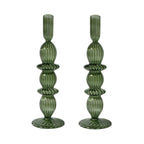 Polly Green Glass Candle Holder, Set of 2