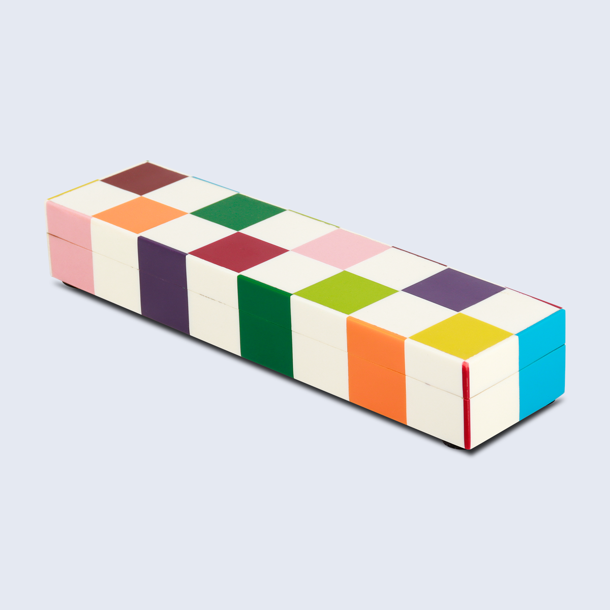 Multicolor Grid Resin Inlay Box