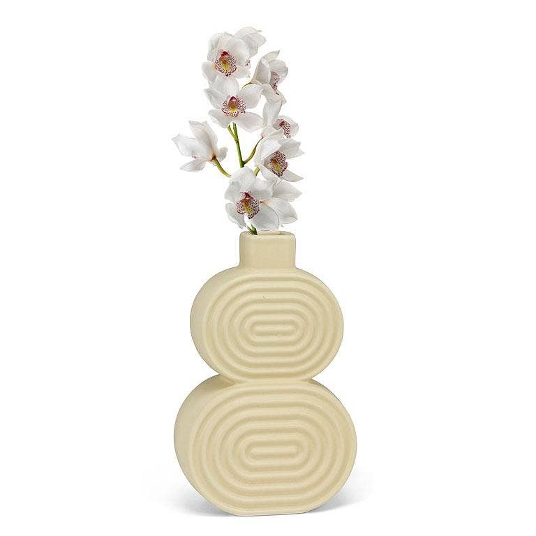 Ridged Double Oval Ceramic Vase
