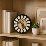Photo Frame - Black/Ivory Resin Round Flower Design, 4x4 in.