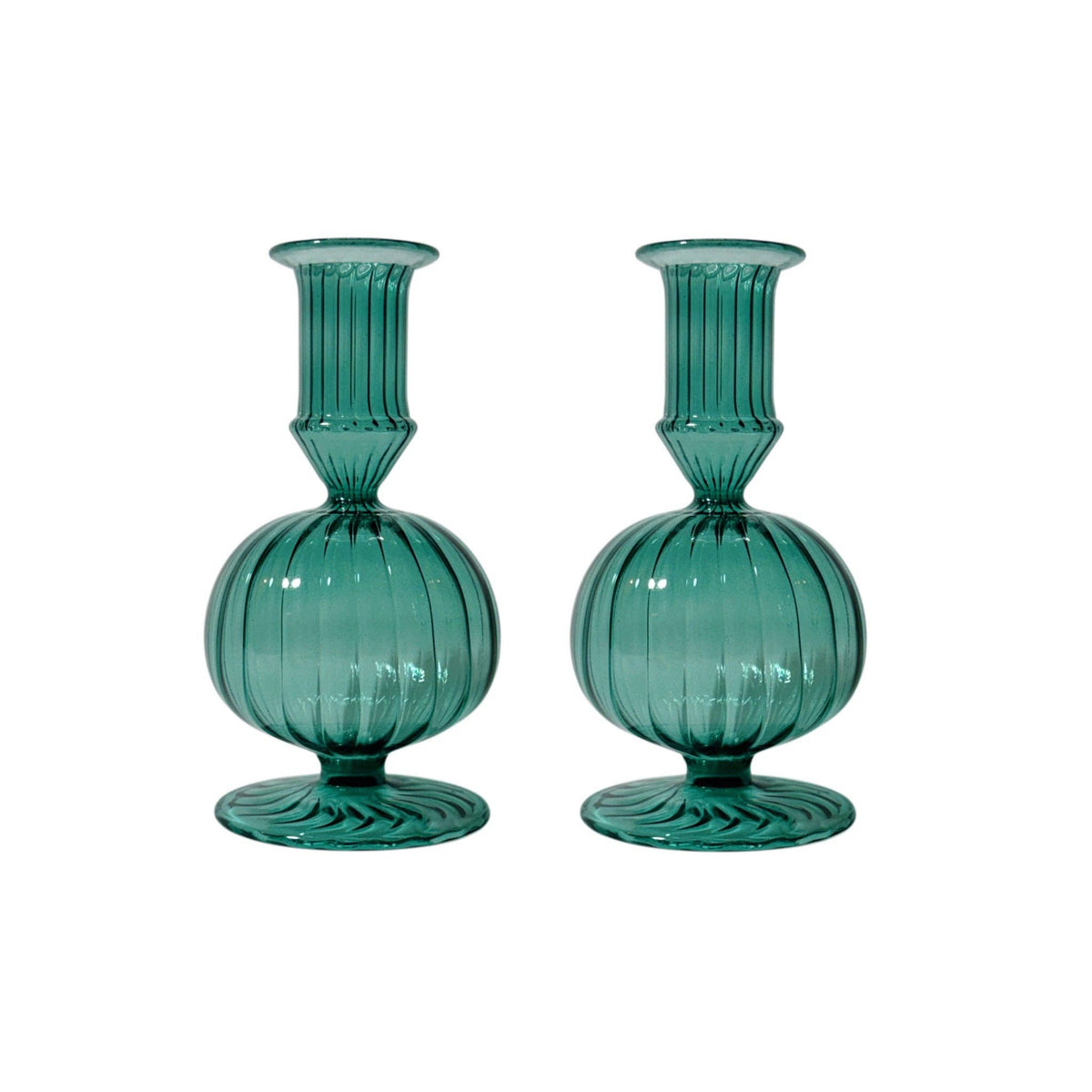 Callie Teal Glass Candle Holder, Set of 2