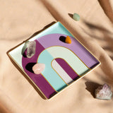 OCTAEVO Riviera Arch Ceramic Tray/Catchall, Gold accent, 6": Purple