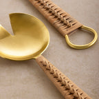 Helsinki Rattan and Gold Salad Servers