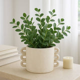 Plant Pot - White Ceramic Round Multi-Loop Arch Handle, 13in