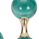 Bookends Set of 2 - Green Crystal/Metal Jack, 7 in.