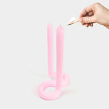 Twist Candle Sticks by Lex Pott, 9.5" Tall, Light Pink
