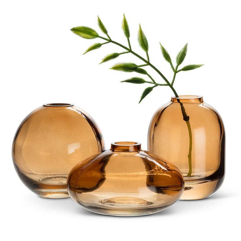 Small Amber Glass Bud Vase