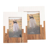 Resin Wood Casual Two-Tone Photo Frame - White, 4x6 in.