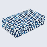 Marquet Indigo Blue White Resin Inlay Storage Box ( 8 Sizes): 10x2.5x1.5
