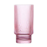 Ribbed Highball Glass 420ml, Set of 4: Pink