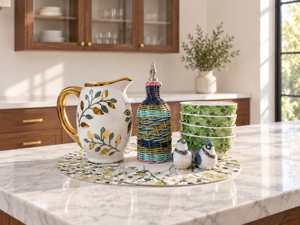 Cream Floral Garden Vinyl Placemats, Set of 4