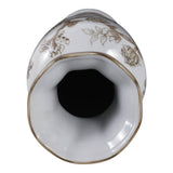 Decorative Vase - Brown/White Ceramic Bird and Vines, 12 in.