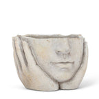Face in Hands Cement Planter, Small
