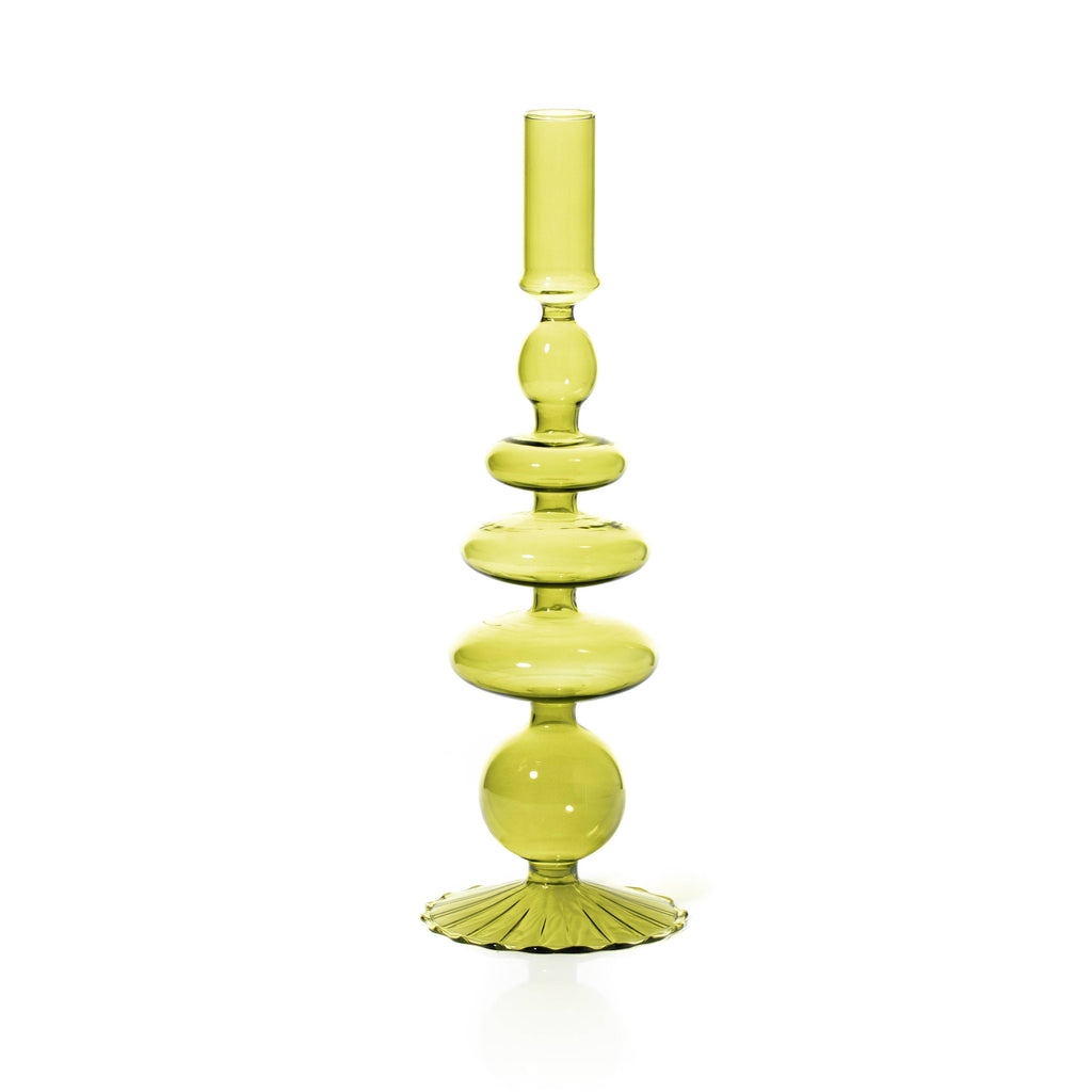 Pear Green Colored Glass Taper Holder