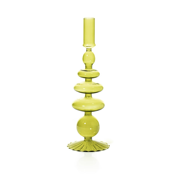 Pear Green Colored Glass Taper Holder