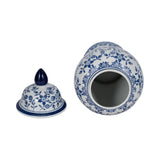 Decorative Jar - White/Blue Ceramic Chinoiserie Charm, 18 in