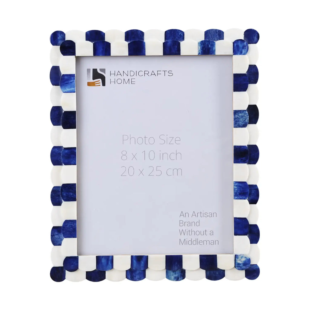 Scalloped Bone Inlay Frame, Brown and White, 5x7
