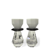 Modern Cut Candle Holder in White/Black