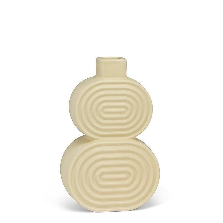 Ridged Double Oval Ceramic Vase