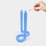 Twist Candle Sticks by Lex Pott, 9.5" Tall, Light Blue