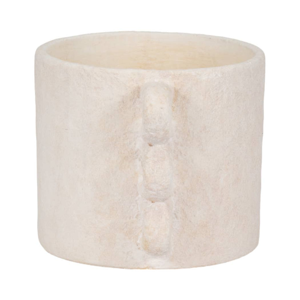 White Arch Handle Round Planter