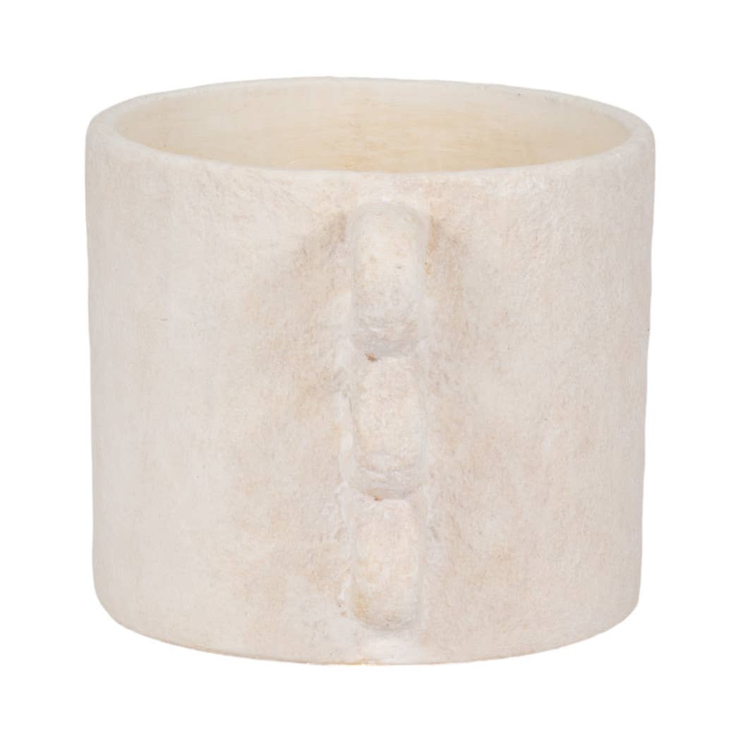 White Arch Handle Round Planter