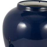 Decorative Jar - Navy/Gold Ceramic Glossy With Lid, 18 in.