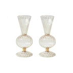 Lana Champagne Glass Vase with Gold Trim, Set of 2