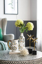 8x5.5x8.5" Luxe Leaf-Decorated Ceramic Pitcher