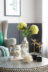 8x5.5x8.5" Luxe Leaf-Decorated Ceramic Pitcher