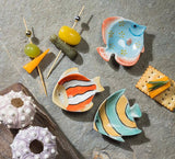 Small Striped Fish Dish-Turquoise-3"L
