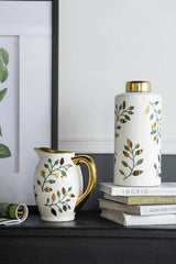 8x5.5x8.5" Luxe Leaf-Decorated Ceramic Pitcher