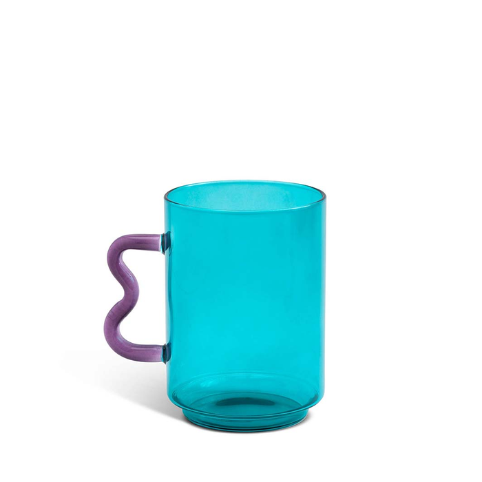 Teal & Purple Squiggle Glass Mug