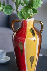 7.5x6.5x12.5" Ceramic Vase with Abstract Multicolored Finish