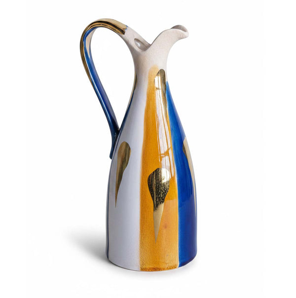 Abstract Multicolor Ceramic Pitcher Vase, Medium