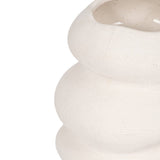 Decorative Vase - White Ceramic Wavy Stacked Ripple, 12 in.