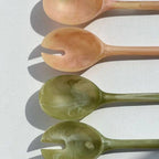 Coral Resin Salad Servers, Set of 2