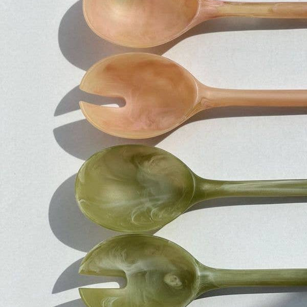 Coral Resin Salad Servers, Set of 2